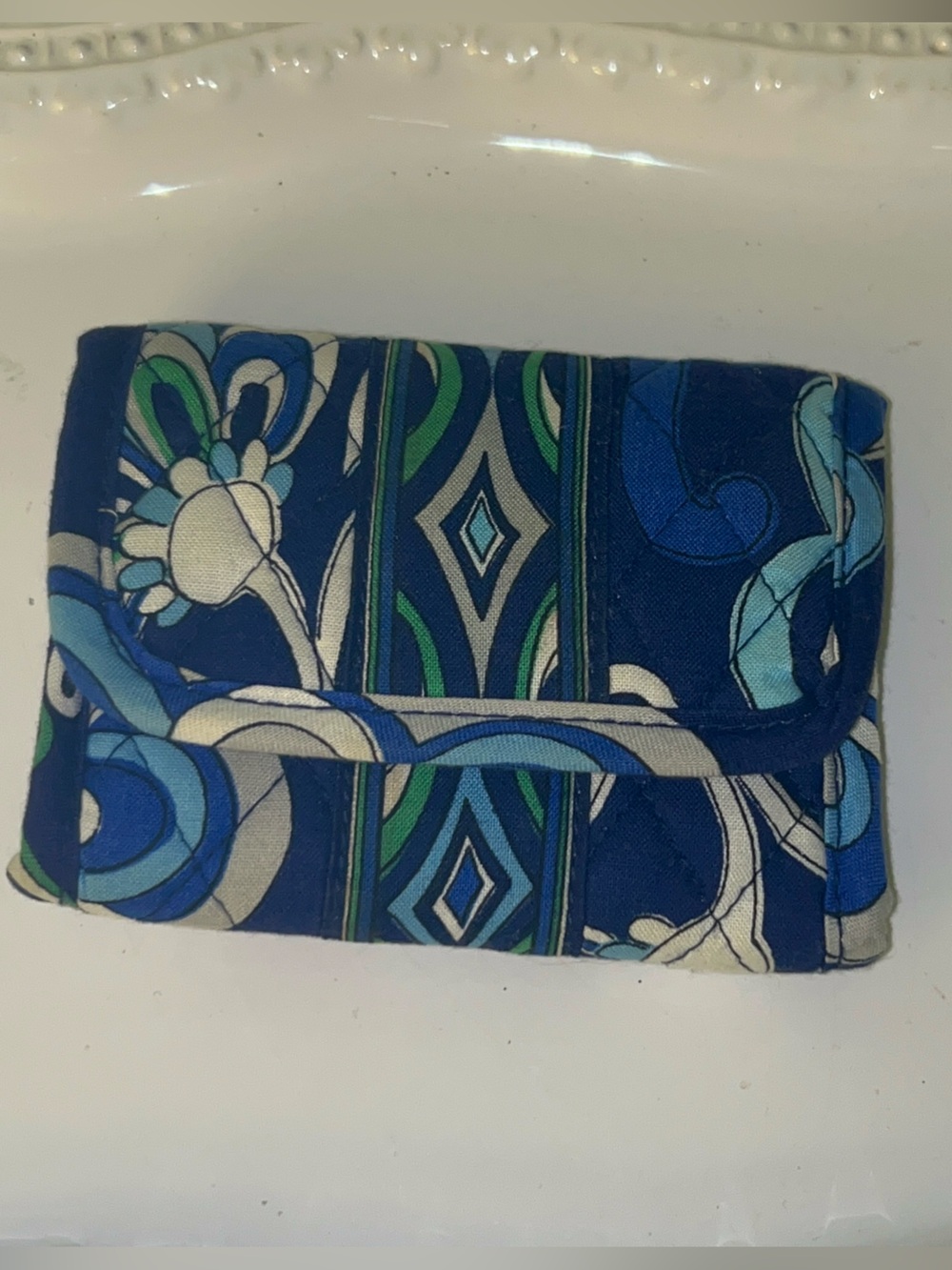 Vera Bradley Mediterranean Blue Small Tri-Fold Wallet